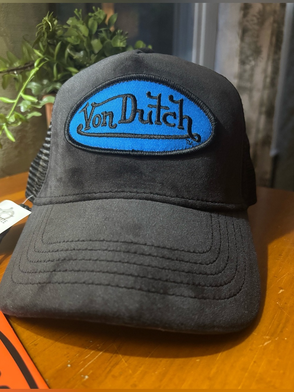 Von Dutch Black Cap with Bright Blue Logo Patch. NEW WITH TAGS!